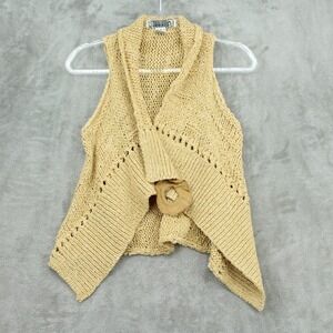 Anthropologie Curio Sweater Vest Womens Small Slouchy Open Front Boho Hippie